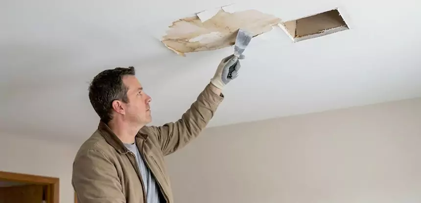 Ceiling Water Stain and Drywall Repair in Decatur